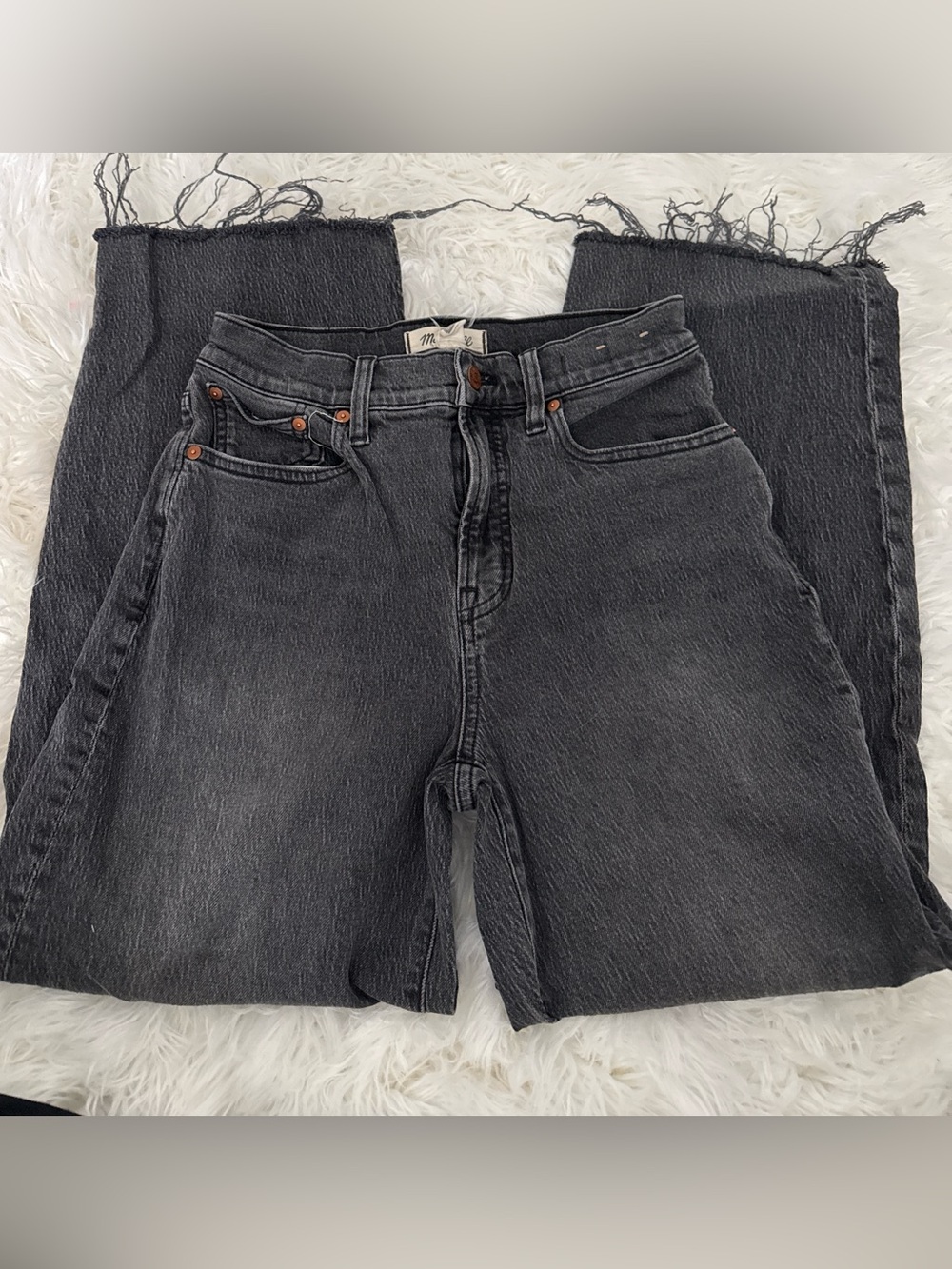 Madewell Black Washed Straight-Leg Jeans